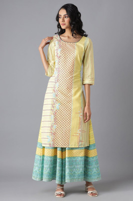 Aurelia Women Printed Straight Kurta(Yellow)