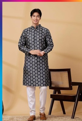 Freq Men Printed Straight Kurta(Multicolor)