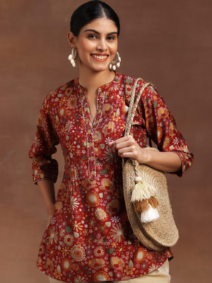 LIBAS Women Printed A-line Kurta(Red)