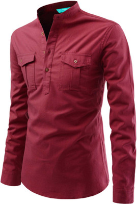 VIMASUTI Men Solid A-line Kurta(Maroon)
