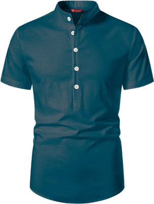 Yugnik Men Solid A-line Kurta(Dark Green)