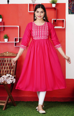 ALI AMAN Women Asymmetric Pink Midi/Calf Length Dress