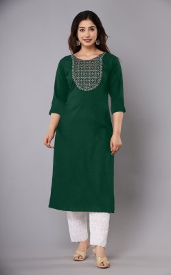 Vastani Enterprise Women Embroidered A-line Kurta(Green)