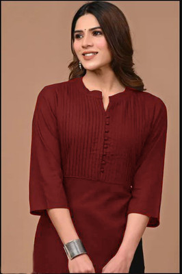 Sangawat Women Solid A-line Kurta(Maroon)