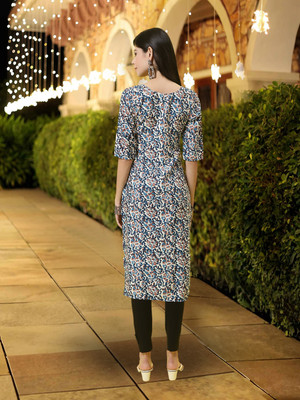 1 Stop Fashion Women Self Design A-line Kurta(Blue)