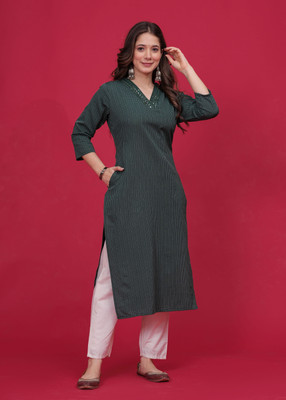 EMPIRE STYLE Women Embroidered A-line Kurta(Green)
