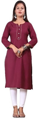 A K FASHION Women Solid A-line Kurta(Purple)