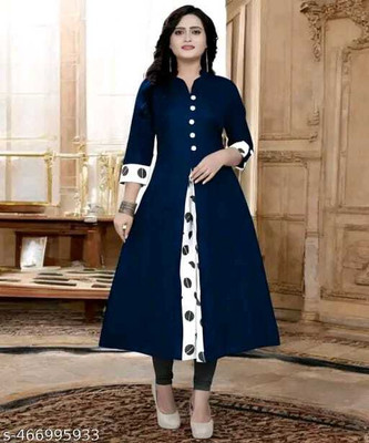 Texpa Fashion Women Printed A-line Kurta(Dark Blue)