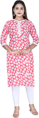 Baaharfashion Women Floral Print, Printed A-line Kurta(Blue)