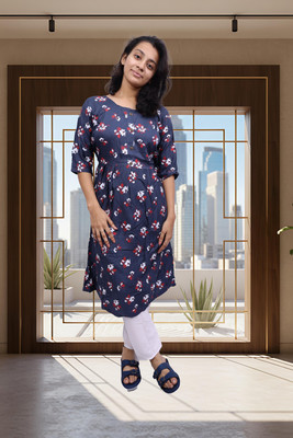 PickCell Women Printed Ethnic Dress Kurta(Black)