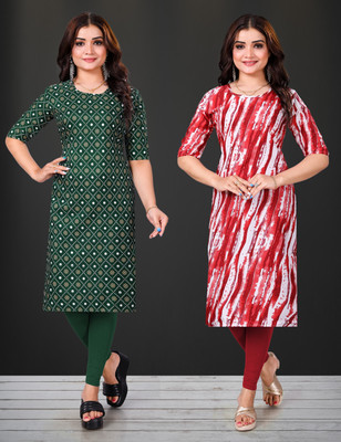 RANGRASIYA CORPORATION Women Printed A-line Kurta(Red)