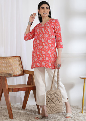 DSK STUDIO Women Printed Tunic Kurta(Orange)