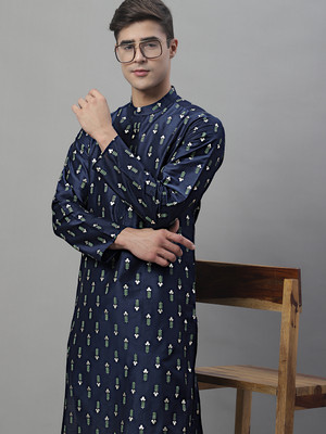 ANOUK Men Printed Straight Kurta(Blue)