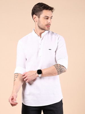 V-MART Men Solid A-line Kurta(White)