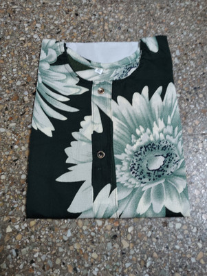 Cipuleyan Women Printed A-line Kurta(Dark Green)