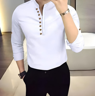 MARIZA Men Solid A-line Kurta(White)