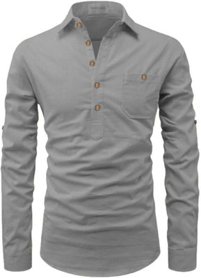 Amrit Trending Men Solid Ethnic Dress Kurta(Grey)
