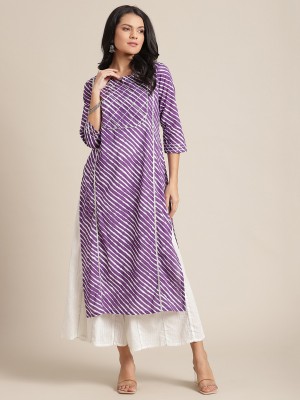 Varanga Women Printed Straight Kurta(Purple)