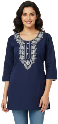 Suvee Women Embroidered Straight Kurta(Purple)