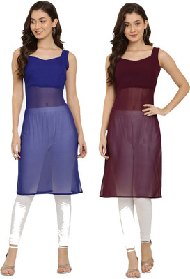 VESICLE Women Solid A-line Kurta(Blue, Purple)