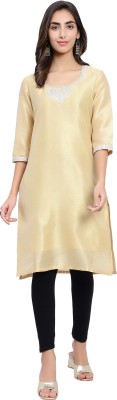 SAMRIDHI CREATION Women Floral Print Straight Kurta(Gold)