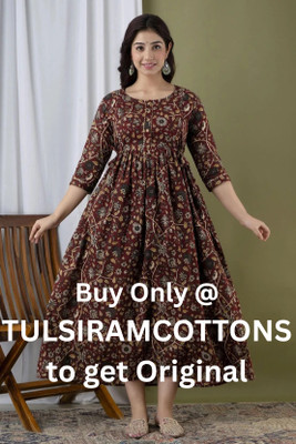 Tulsiram Women Printed Anarkali Kurta(Maroon)