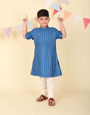 Fabindia Boys Printed A-line Kurta(Blue)