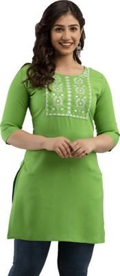 Navratan fashion Women Embroidered Straight Kurta(Light Green)