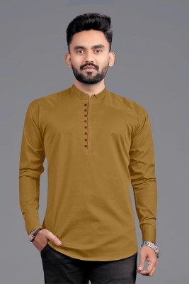 Ethnic Trendz Men Solid Straight Kurta(Yellow)