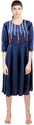 FASHION WEARSS Women Embroidered Flared Kurta(Blue)