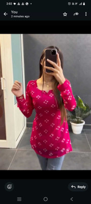CLOTHI FAB Women Printed Straight Kurta(Pink)