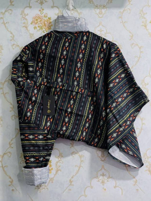 HouseOfCommon Men Printed A-line Kurta(Black)