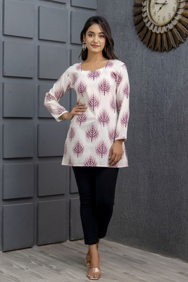 Tela Bonita Women Printed Straight Kurta(Red)