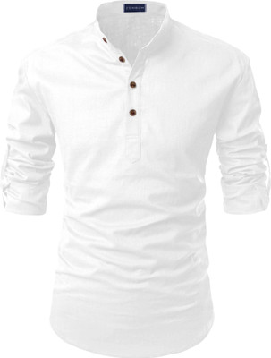 ETHNICSUTRA Men Solid Straight Kurta(White)