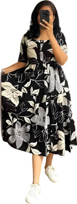 Jaipuri Fashionista Women Printed Anarkali Kurta(Black)