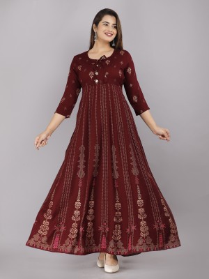 SOHANI CREATION Women Printed Anarkali Kurta(Maroon)