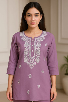 RUDRA LIFESTYLE Women Dyed/Ombre A-line Kurta(Purple)