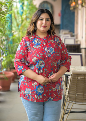 Lee Moda Women Printed Straight Kurta(Red)