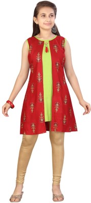 Sangria Girls Printed A-line Kurta(Red)