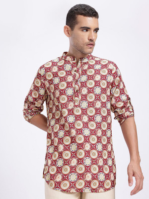 Anouk Rustic Men Printed Straight Kurta(Maroon)
