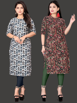 RITOSA Women Printed Straight Kurta(Multicolor)