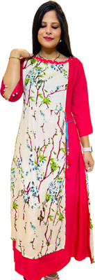 Shanaya Collection Women Printed, Floral Print, Embellished, Colorblock Straight Kurta(Multicolor)