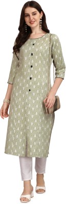 KINNARI FEB Women Printed A-line Kurta(Light Green, White)