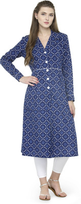 Natty India Women Printed A-line Kurta(Blue)