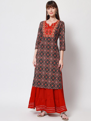 jaipurite Women Printed Straight Kurta(Multicolor)