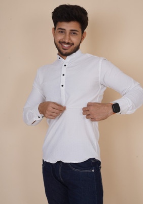 Jayantah Men Solid Straight Kurta(White)