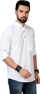 Krisha trend Men Solid Straight Kurta(White)
