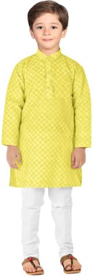 Ra fashion Baby Boys Geometric Print Straight Kurta(Yellow)