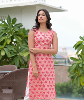 Skynet fashion Women Printed Straight Kurta(Green)
