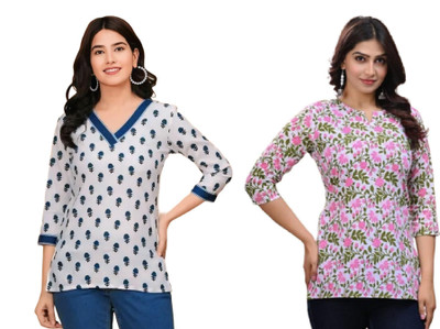 GURUFASHIONS Women Printed Straight Kurta(Multicolor)